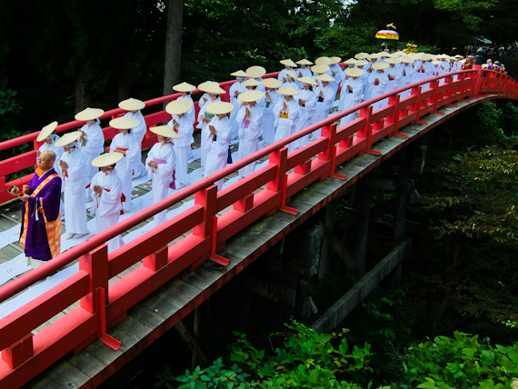 Nunobashi Kanjoe Festival Women Crossing Bridge