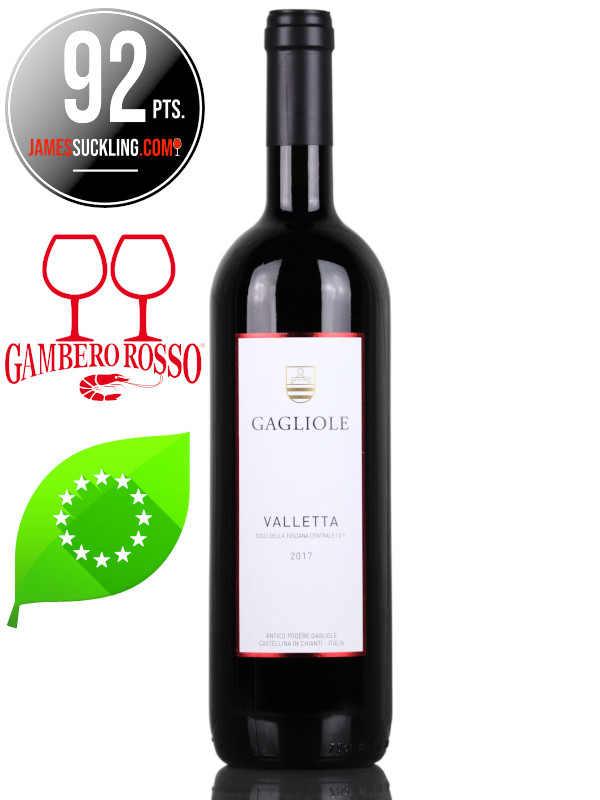 Bottle of organic red wine Gagliole Valetta 2017 Super Tuscan