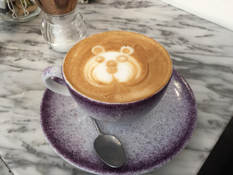 EL&N Cafe At Selfridges. Shopping and delicious food, what could be better 6 ELN cappuccino with teddy bear