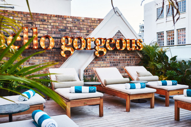Brian Berkman stays at The Gorgeous George, Cape town’s newest luxury hotel and finds it totally the the gorgeous.George Gigi Rooftop Hello Gorgeous Sign 2