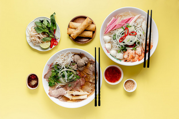 Pho with a side of prawns and spring rolls credit Delicious Pho e1645588400477