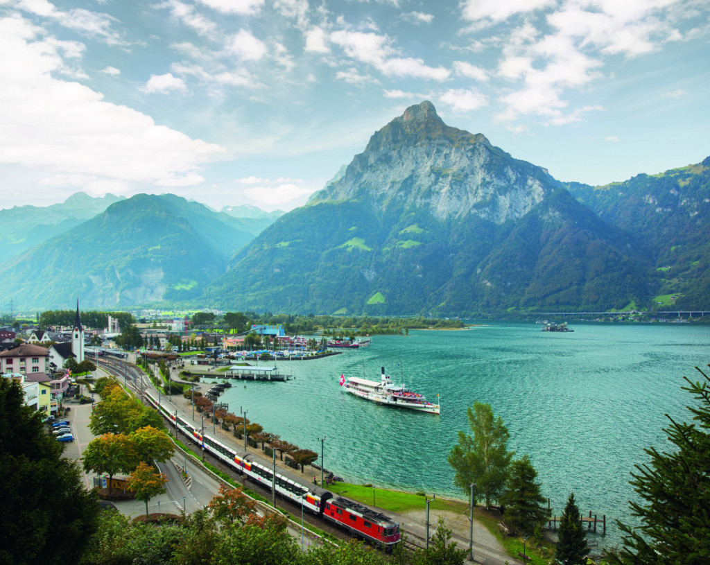 Beverley Watts travels from Lucerne to Lugano by train for a floral journey through Switzerland’s Spring flowers. ST Flueelen Gotthard Panorama Express 51504