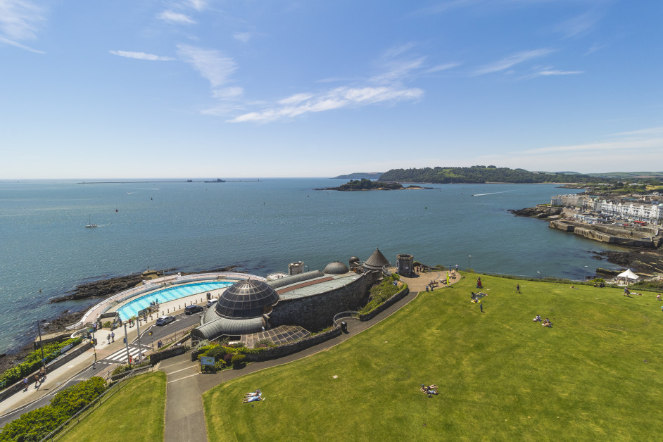 Plymouth Hoe overlooking Tinside Lido and Plymouth Sound