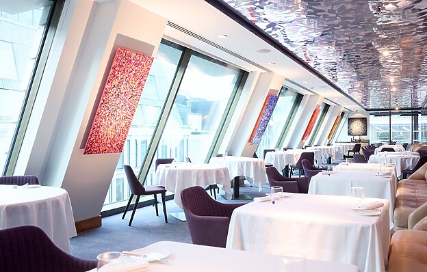 Judith Baker reviews Angler a Michelin starred restaurant on the top of South Place Hotel in the City of London with a stunning rooftop terrace and fresh sustainable British seafood.