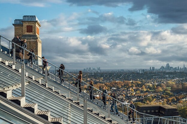 Andy Mossack climbs Summit Ally Pally on a prelaunch climb up the highest roof walk in the UK.